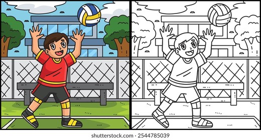 Volleyball Player Tossing the Ball Illustration