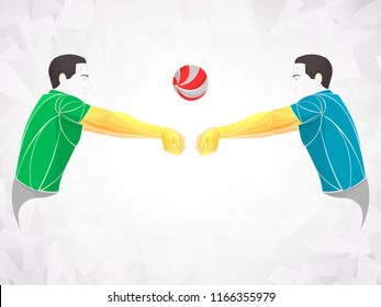 Volleyball player two vector, green, blue 