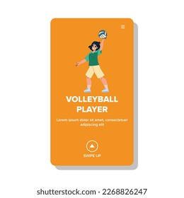 volleyball player vector. ball athlete, action player, activity championship, competition volleyball player web flat cartoon illustration