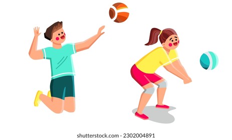 volleyball player vector. ball athlete, action competition, championship exercise, team volley, activity net volleyball player character. people flat cartoon illustration