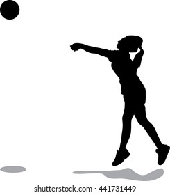 Volleyball player. Vector silhouette