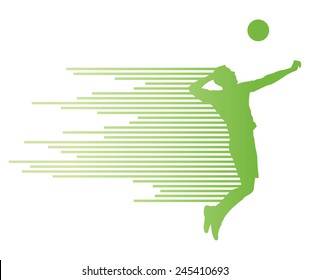 Volleyball player vector silhouette background concept made of stripes