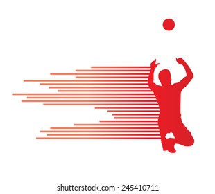 Volleyball player vector silhouette background concept made of stripes