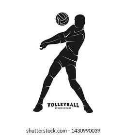 Volleyball Player Vector. Silhouette of Volleyball Player. Vector illustration