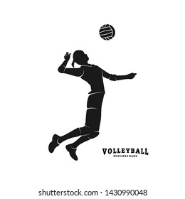 Volleyball Player Vector. Silhouette of Volleyball Player. Vector illustration