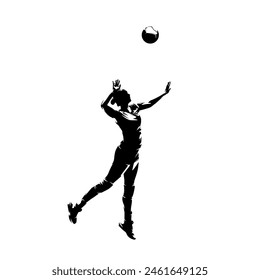 Volleyball player, woman, female team sport athlete, isolated vector silhouette