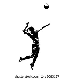 Volleyball player, woman, female team sport athlete, isolated vector silhouette