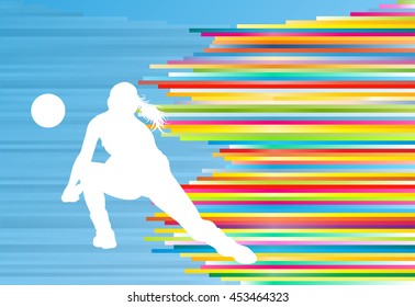 Volleyball Player Woman Silhouette Abstract Vector Background Illustration