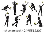 Volleyball players icons game elements