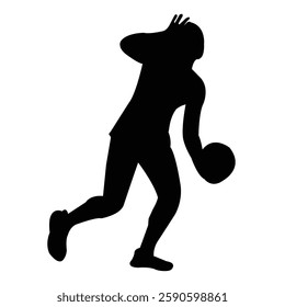 Volleyball players playing forward vector image silhouette picture art template background