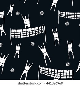 Volleyball players ,seamless pattern