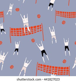 Volleyball players ,seamless pattern