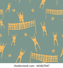 Volleyball players ,seamless pattern
