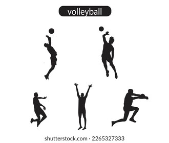 Volleyball Players Silhouette Icon Vector Illustration 