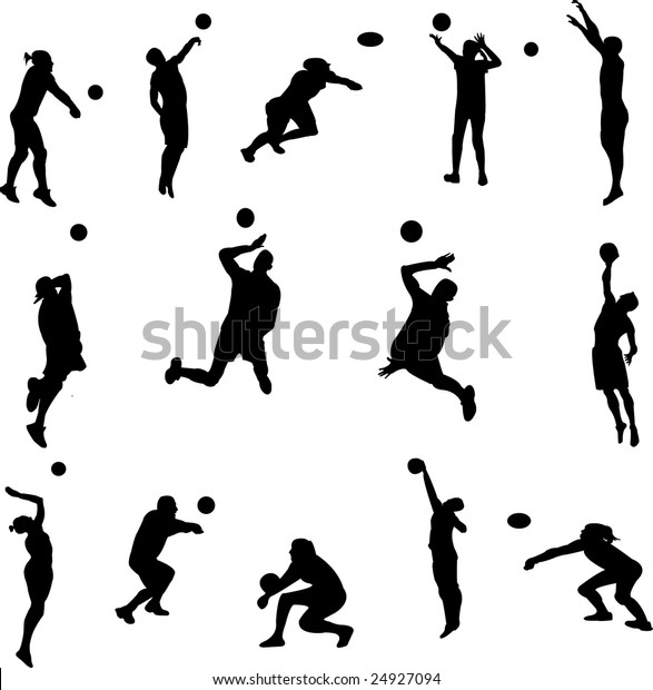 Volleyball Players Silhouettes Vector Stock Vector (Royalty Free) 24927094