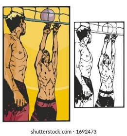 Volleyball players. Vector illustration