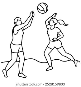 Volleyball playing man and women player