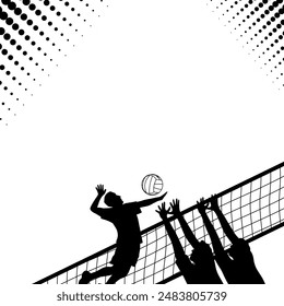 volleyball playing silhouette background vector