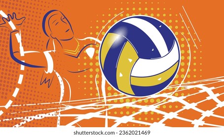 Volleyball pop art design. Vector illustration.
