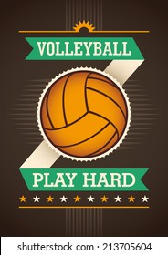 Volleyball poster design. Vector illustration.