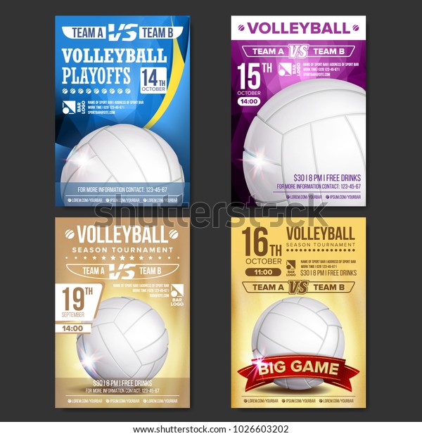 Volleyball Poster Set Vector Design Sport Stock Vector (Royalty Free ...