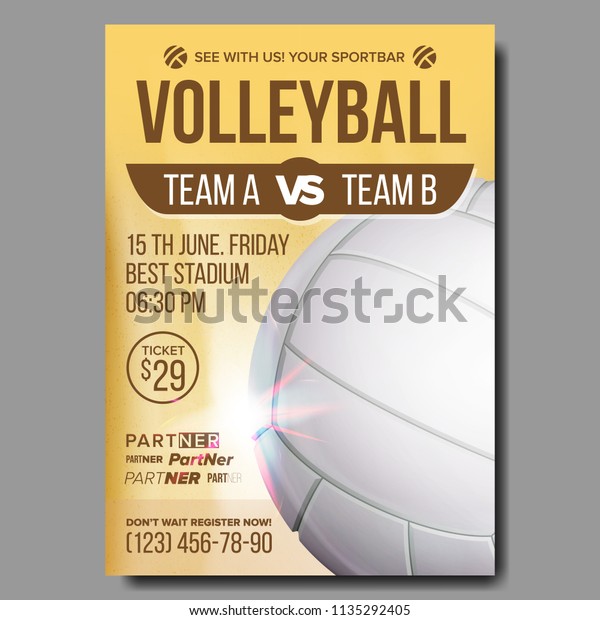 Volleyball Poster Vector Sport Event Announcement Stock Vector (Royalty ...