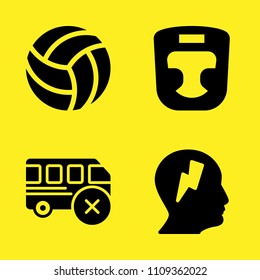 volleyball, profile, boxing and bus vector icon set. Sample icons set for web and graphic design