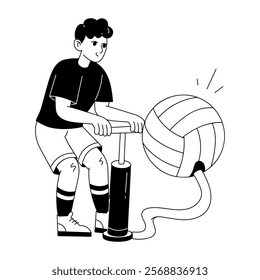 Volleyball pump illustration of character in hand drawn style 

