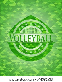 Volleyball realistic green mosaic emblem