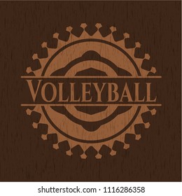 Volleyball retro wooden emblem