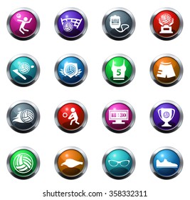 volleyball round glossy web icon set