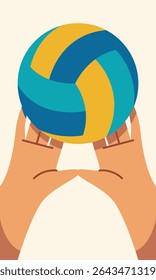 Volleyball Serve Preparation with Ball in Hand, Isolated View