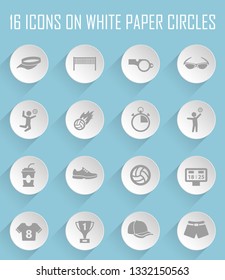 Volleyball. Set of 16 high quality web icons. web icons on white paper circles