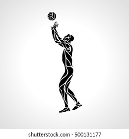 Volleyball setter silhouette, vector illustration