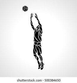 Volleyball setter silhouette, vector illustration