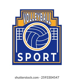 Volleyball shield logo design vector template. Volleyball sport logo icon concept