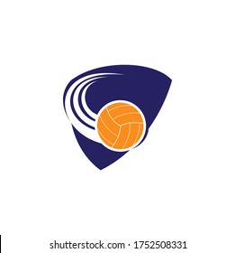 Volleyball shield shape concept logo. Volleyball ball logo design.