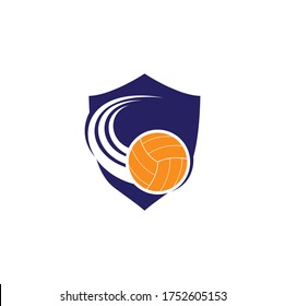 Volleyball shield shape concept logo. Volleyball ball logo design.