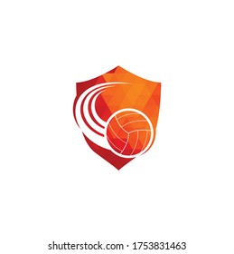 Volleyball shield shape concept logo.
