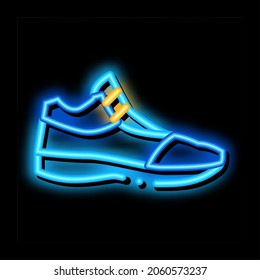 Volleyball Shoes Sneakers neon light sign vector. Glowing bright icon Volleyball Shoes Sneakers sign. transparent symbol illustration