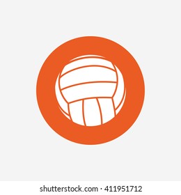 Volleyball sign icon. Beach sport symbol. Orange circle button with icon. Vector