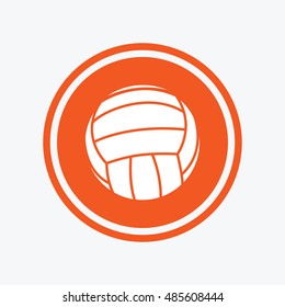 Volleyball sign icon. Beach sport symbol. Graphic design element. Flat volleyball symbol on the round button. Vector