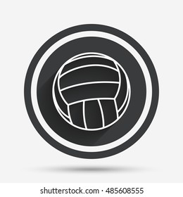 Volleyball sign icon. Beach sport symbol. Circle flat button with shadow and border. Vector