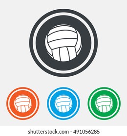 Volleyball sign icon. Beach sport symbol. Graphic design web element. Flat volleyball symbol on the round button. Vector