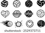 Volleyball Silhouette bundle, Volleyball ball icon Set.