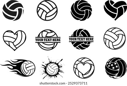 Volleyball Silhouette bundle, Ícone de volleyball Set.