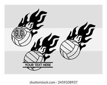 Volleyball, Volleyball Silhouette, Fire Volleyball With Net, Heart, Silhouette, Monogram clipart