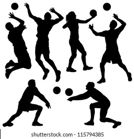 Volleyball Silhouette On White Background Stock Vector (Royalty Free ...