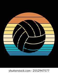 Volleyball Silhouette Retro Art File.