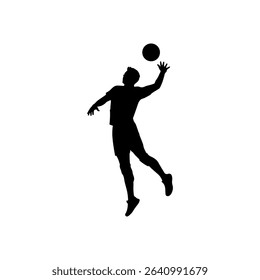 Volleyball silhouette vector flat illustration on white background.